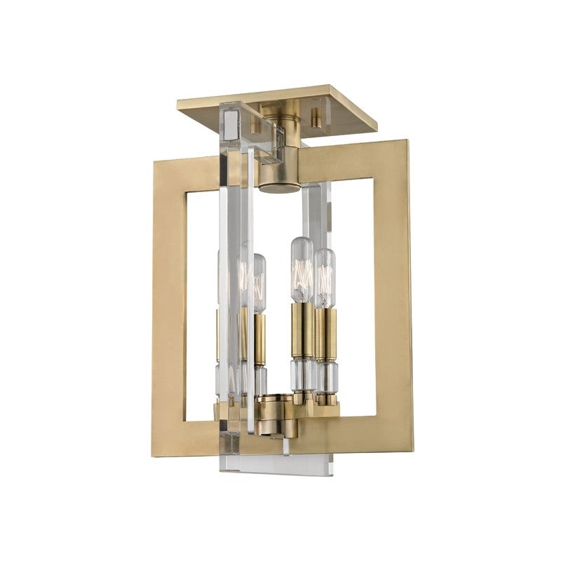 Hudson Valley 9311-AGB Wellington Four Light Flush Mount, Aged Brass (Discontinued)