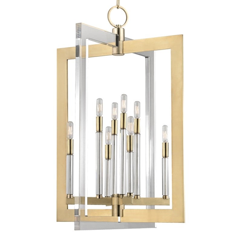 Hudson Valley 9323-AGB Wellington Eight Light Pendant, Aged Brass