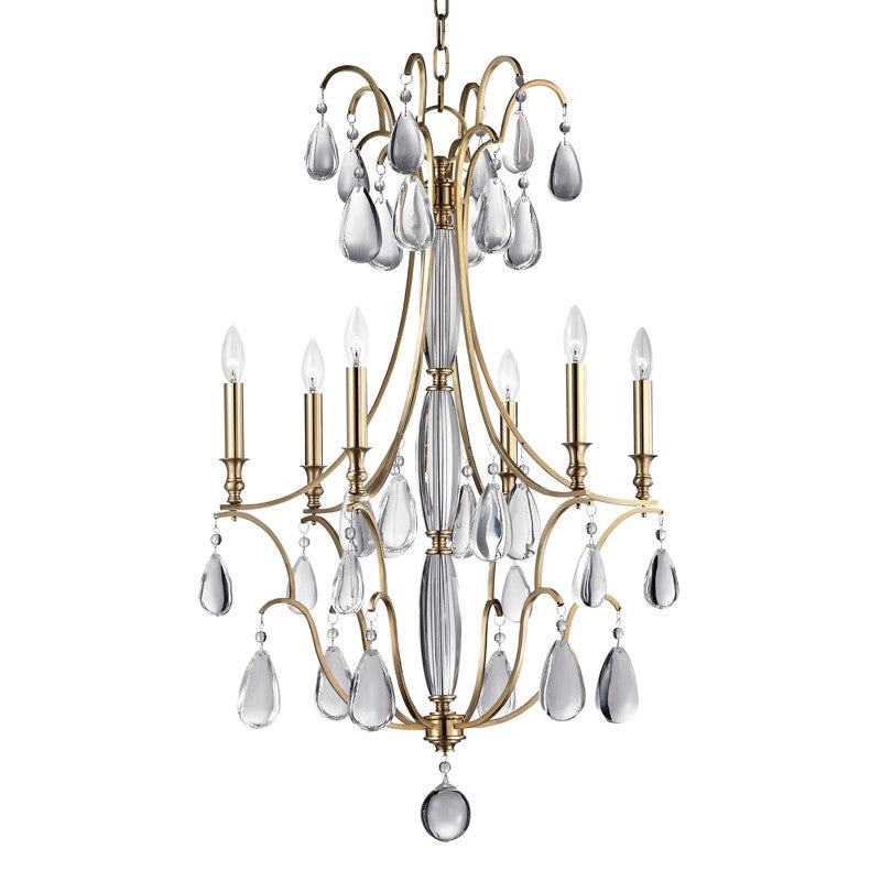 Hudson Valley 9324-AGB Crawford Six Light Chandelier, Aged Brass (Discontinued)