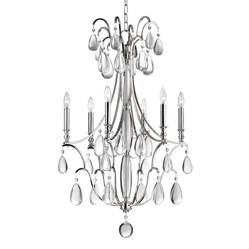 Hudson Valley 9324-PN Crawford Six Light Chandelier, Polished Nickel (Discontinued)