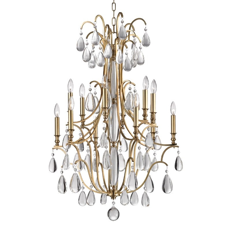Hudson Valley 9329-AGB Crawford 12 Light Chandelier, Aged Brass (Discontinued)