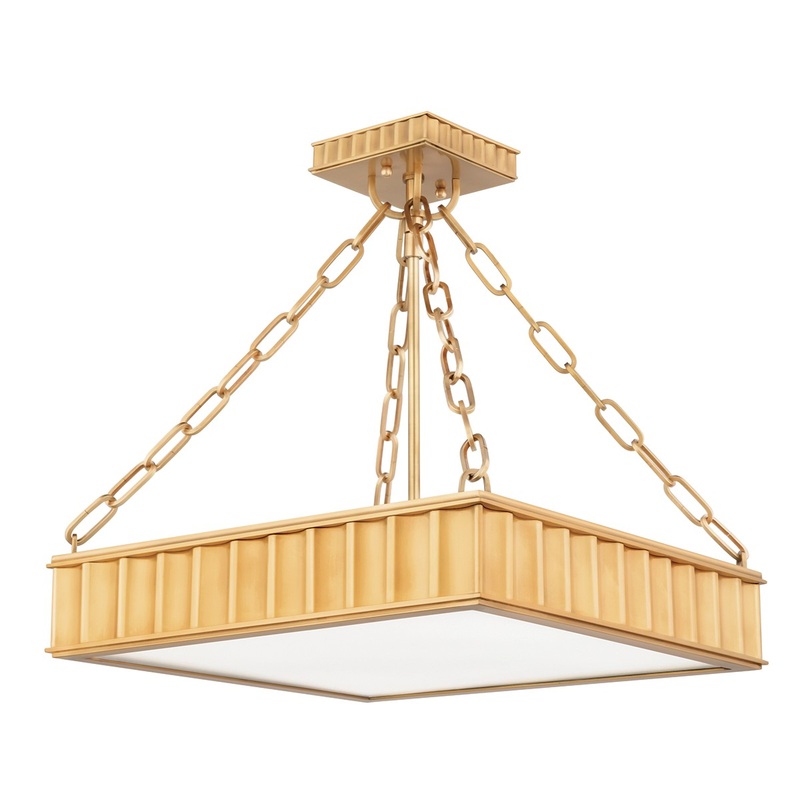 Hudson Valley 933-AGB Middlebury Three Light Semi Flush Mount, Aged Brass