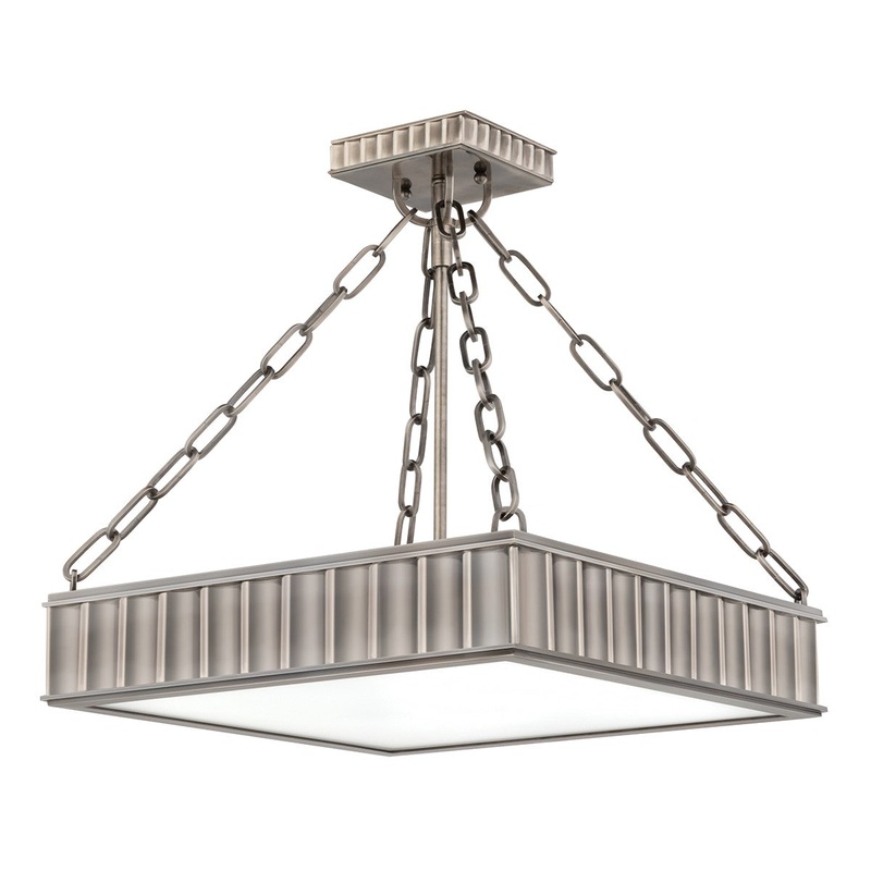 Hudson Valley 933-HN Middlebury Three Light Semi Flush Mount, Historic Nickel (Discontinued)