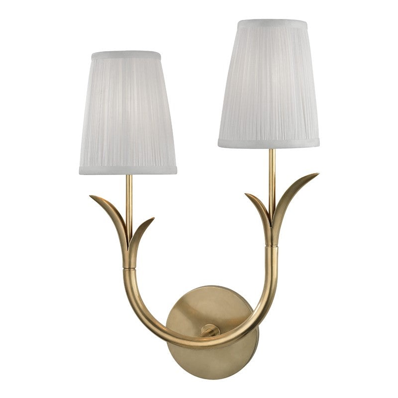 Hudson Valley 9402L-AGB Deering Two Light Wall Sconce, Aged Brass