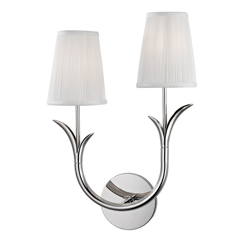Hudson Valley 9402L-PN Deering Two Light Wall Sconce, Polished Nickel