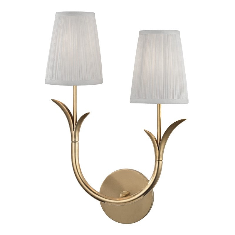 Hudson Valley 9402R-AGB Deering Two Light Wall Sconce, Aged Brass