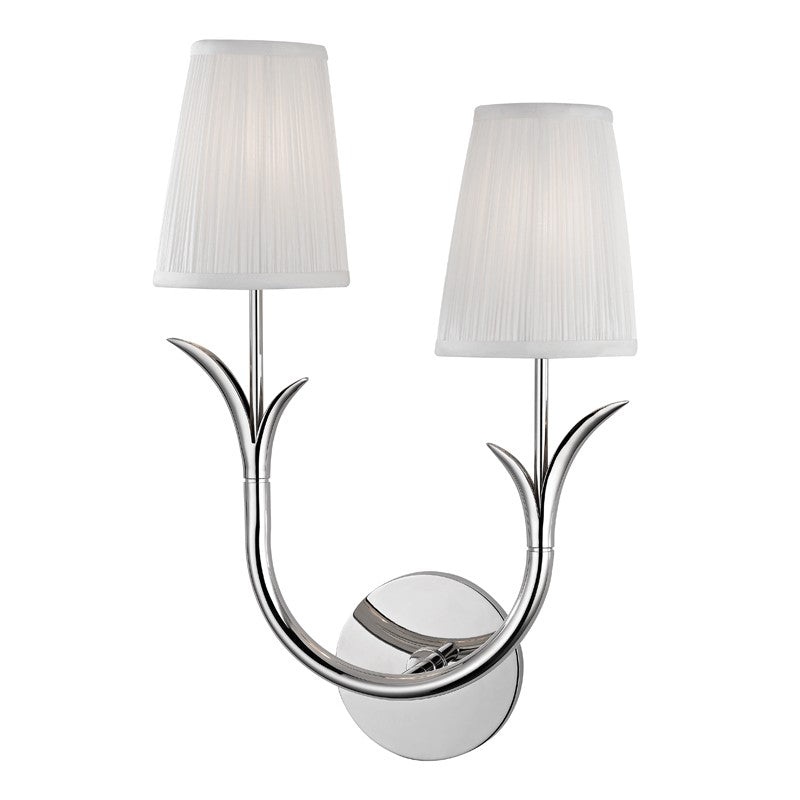 Hudson Valley 9402R-PN Deering Two Light Wall Sconce, Polished Nickel
