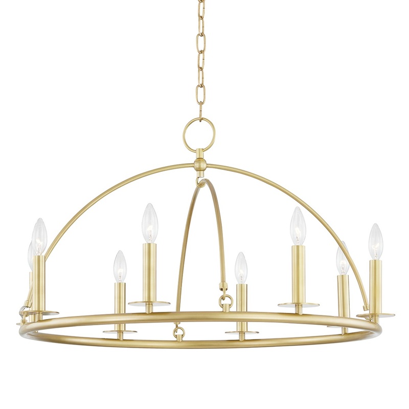 Hudson Valley 9532-AGB Howell Eight Light Chandelier, Aged Brass
