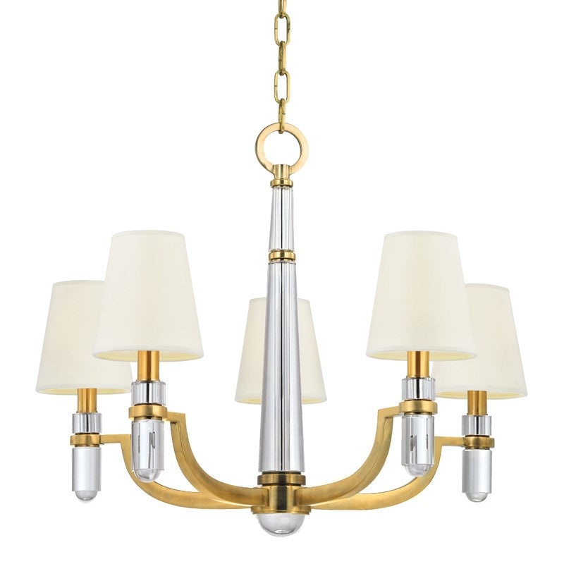 Hudson Valley 985-AGB-WS Dayton Five Light Chandelier, Aged Brass