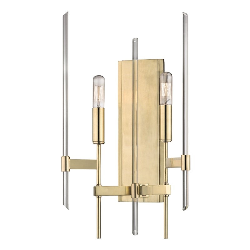 Hudson Valley 9902-AGB Bari Two Light Wall Sconce, Aged Brass (Discontinued)