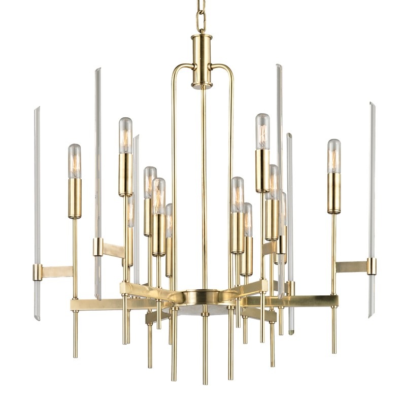 Hudson Valley 9912-AGB Bari 12 Light Chandelier, Aged Brass