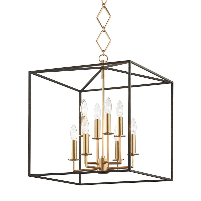 Hudson Valley BKO151-AGB/BK Richie Eight Light Pendant, Aged Brass/Black