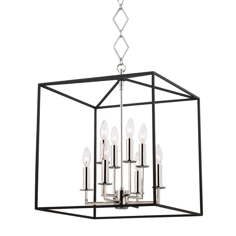 Hudson Valley BKO151-PN/BK Richie Eight Light Pendant, Polished Nickel/Black (Discontinued)