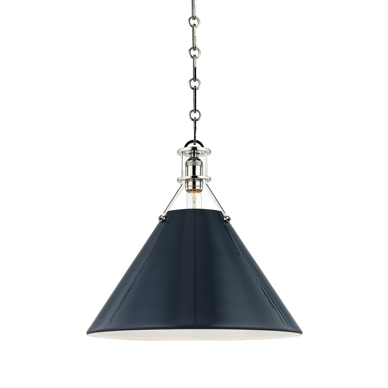 Hudson Valley MDS352-PN/DBL Painted No.2 One Light Pendant, Polished Nickel/Darkest Blue