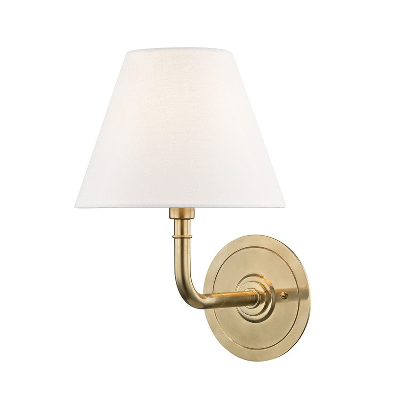 Hudson Valley MDS600-AGB Signature No.1 One Light Wall Sconce, Aged Brass