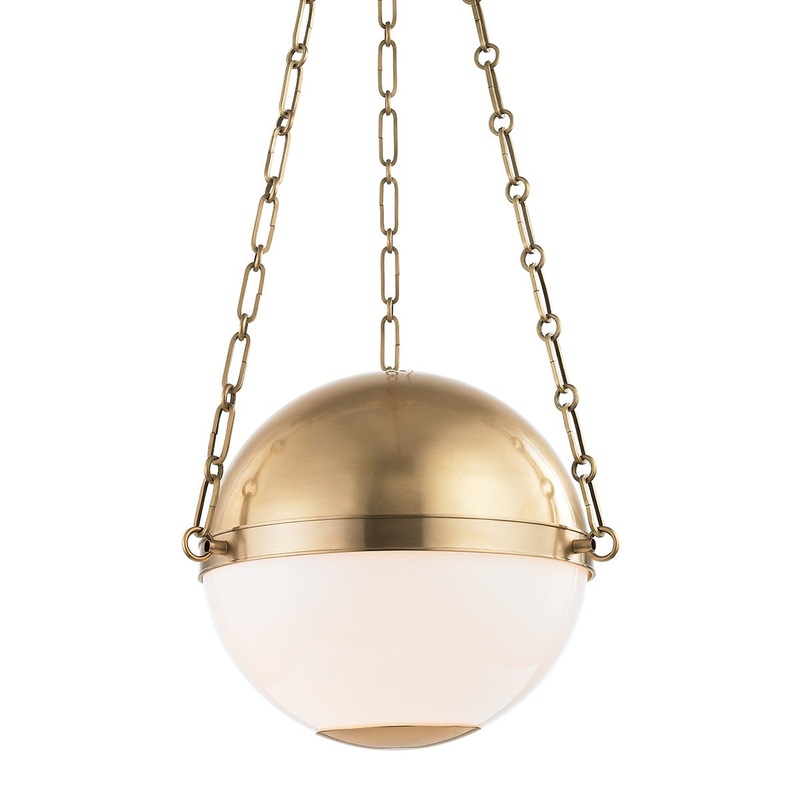 Hudson Valley MDS750-AGB Sphere No.2 Two Light Pendant, Aged Brass