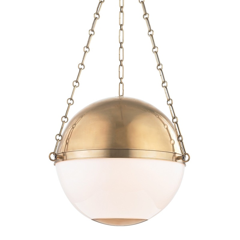 Hudson Valley MDS751-AGB Sphere No.2 Three Light Pendant, Aged Brass
