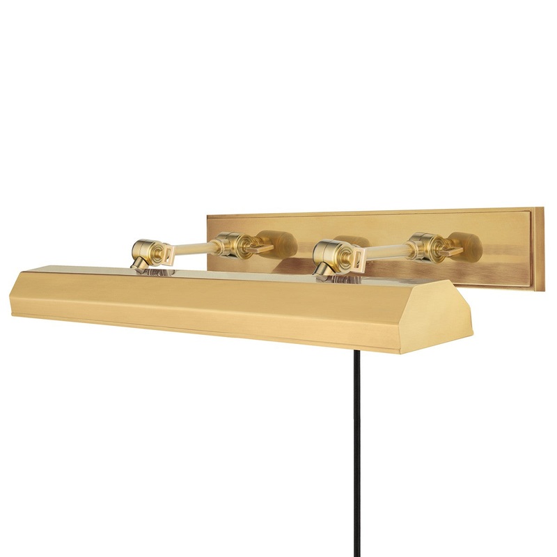 Hudson Valley 7030-AGB Woodbury Four Light Picture Light With Plug, Aged Brass