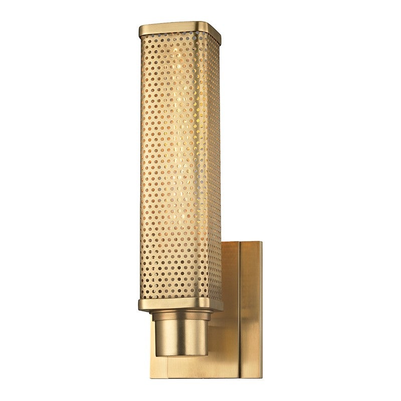 Hudson Valley 7031-AGB Gibbs One Light Wall Sconce, Aged Brass
