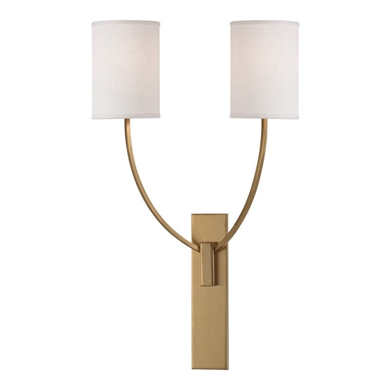 Hudson Valley 732-AGB Colton Two Light Wall Sconce, Aged Brass