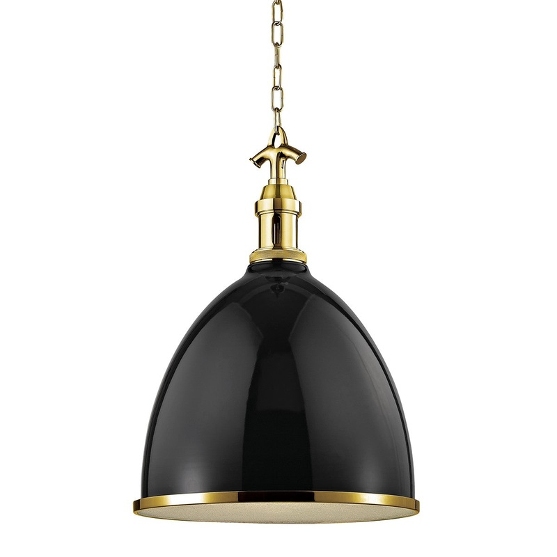 Hudson Valley 7718-BAGB Viceroy One Light Pendant, Black/Aged Brass (Discontinued)
