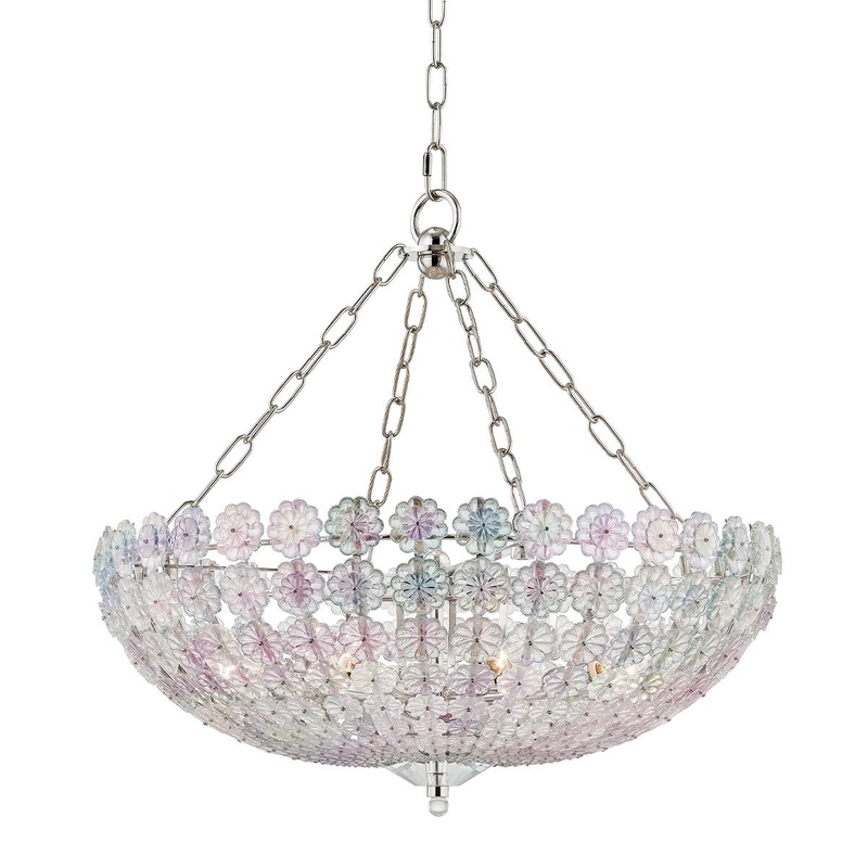 Hudson Valley 8224-PN Floral Park Eight Light Chandelier, Polished Nickel