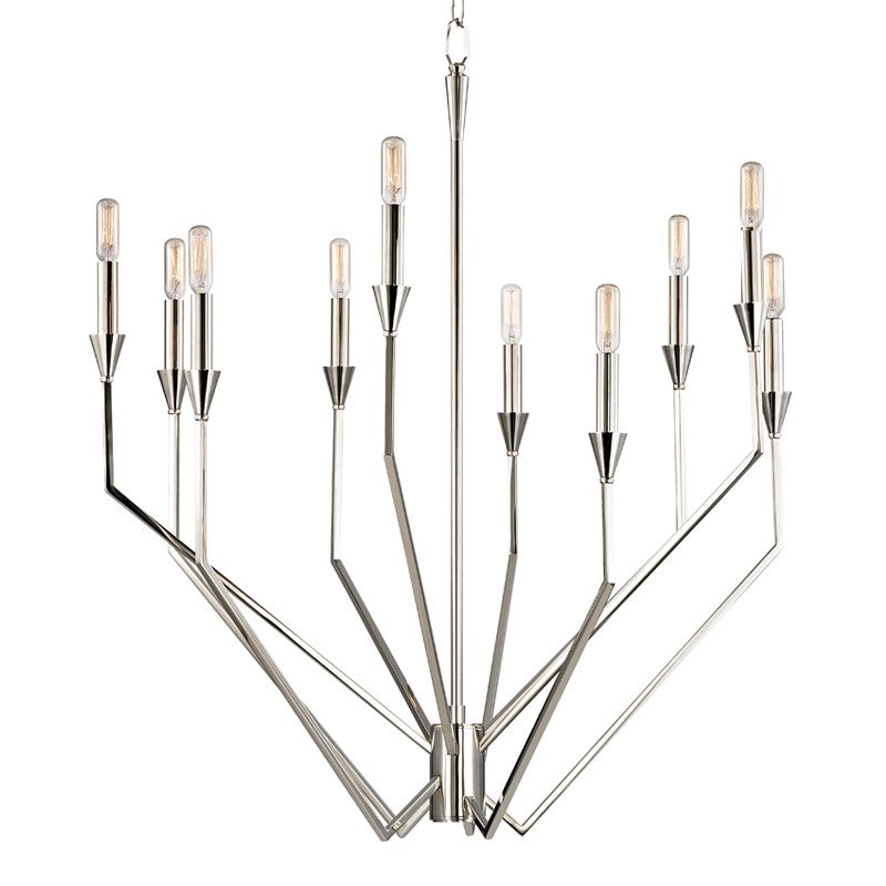 Hudson Valley 8510-PN Archie Ten Light Chandelier, Polished Nickel (Discontinued)