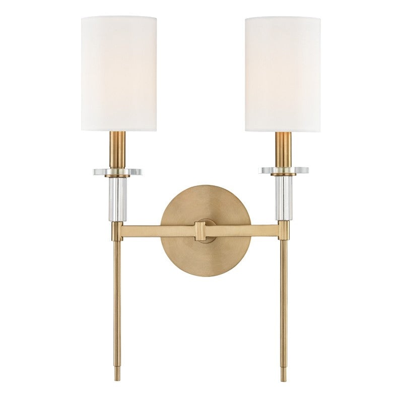 Hudson Valley 8512-AGB Amherst Two Light Wall Sconce, Aged Brass