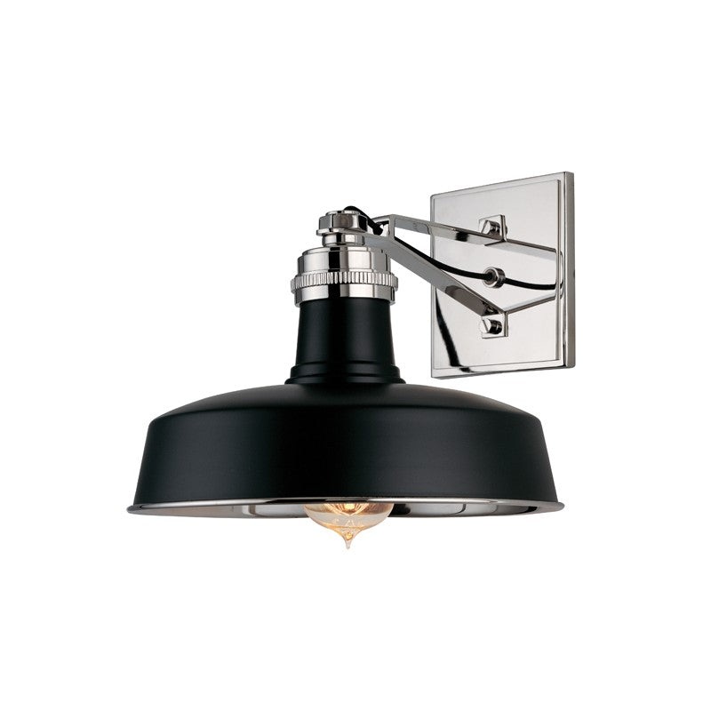 Hudson Valley 8601-BPN Hudson Falls One Light Wall Sconce, Black/Polished Nickel (Discontinued)