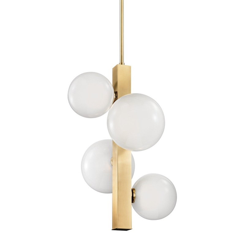 Hudson Valley 8704-AGB Hinsdale Four Light Pendant, Aged Brass