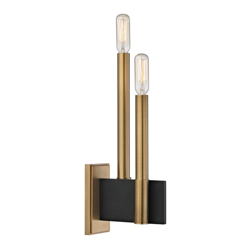 Hudson Valley 8812-AGB Abrams Two Light Wall Sconce, Aged Brass