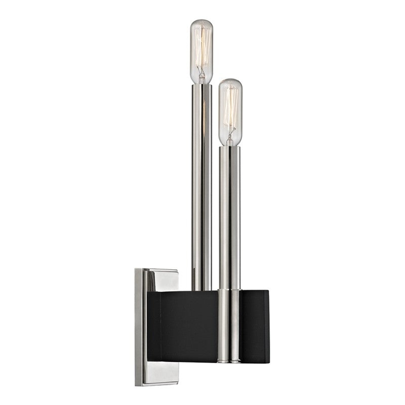 Hudson Valley 8812-PN Abrams Two Light Wall Sconce, Polished Nickel