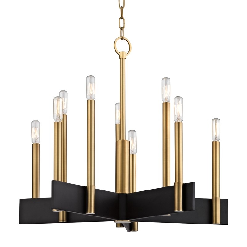Hudson Valley 8825-AGB Abrams Ten Light Chandelier, Aged Brass
