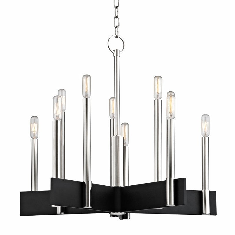 Hudson Valley 8825-PN Abrams Ten Light Chandelier, Polished Nickel