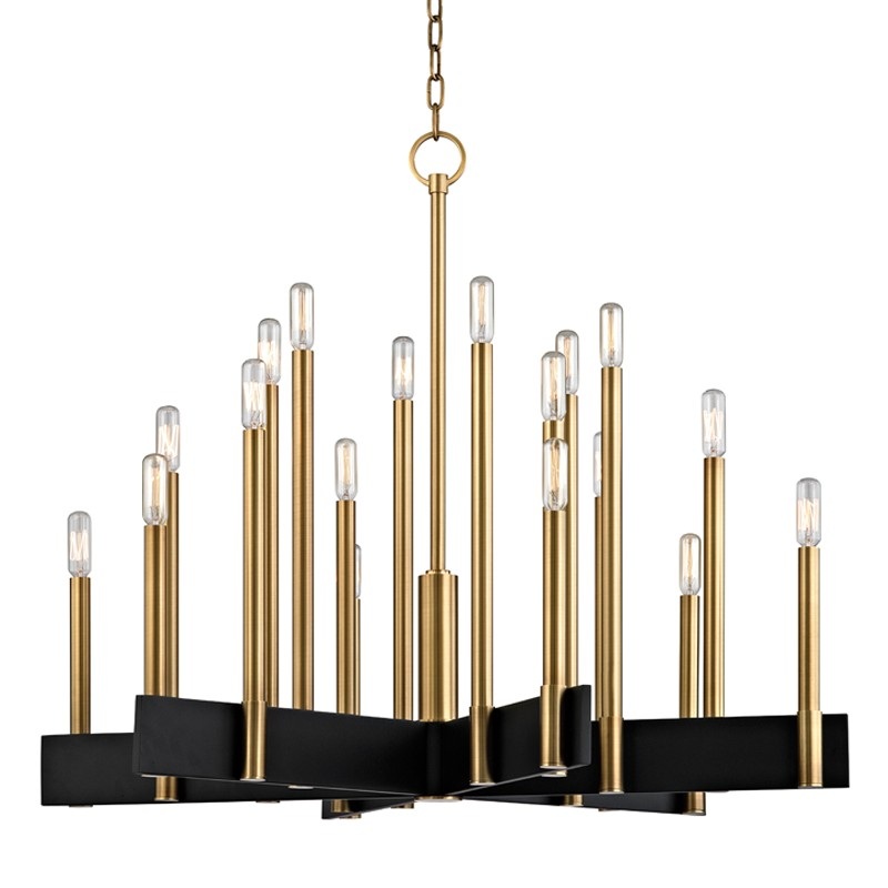 Hudson Valley 8834-AGB Abrams 18 Light Chandelier, Aged Brass
