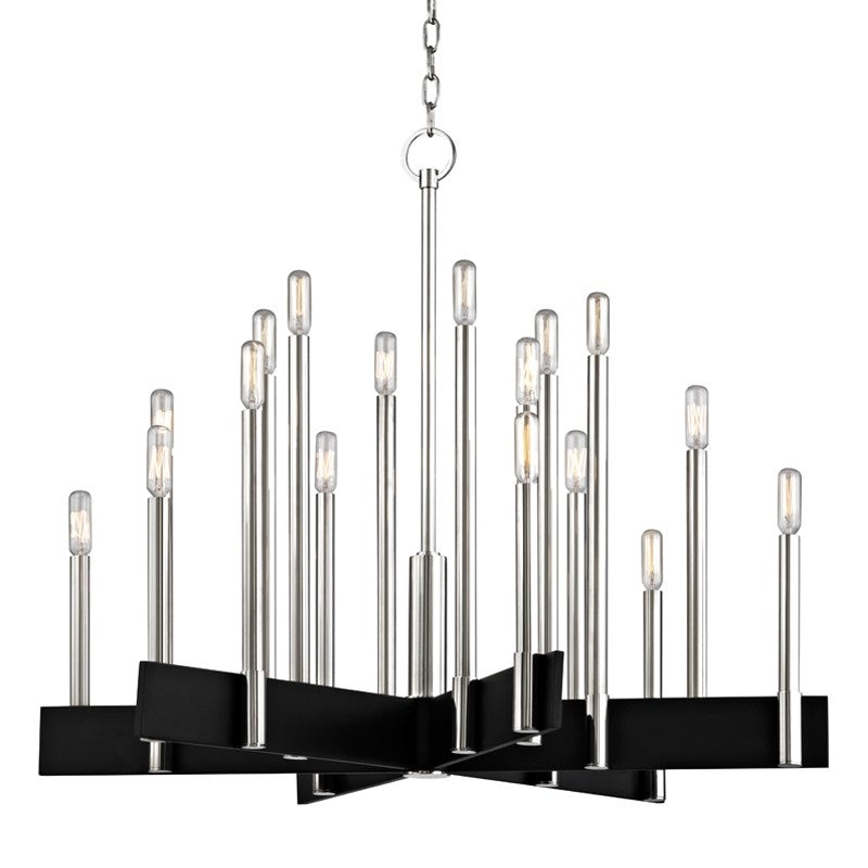 Hudson Valley 8834-PN Abrams 18 Light Chandelier, Polished Nickel