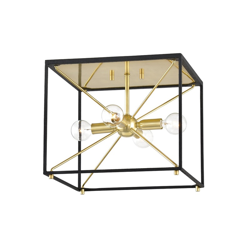 Hudson Valley 8910-AGB/BK Glendale Four Light Chandelier, Aged Brass/Black (Discontinued)