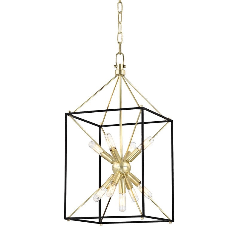 Hudson Valley 8912-AGB Glendale Nine Light Pendant, Aged Brass