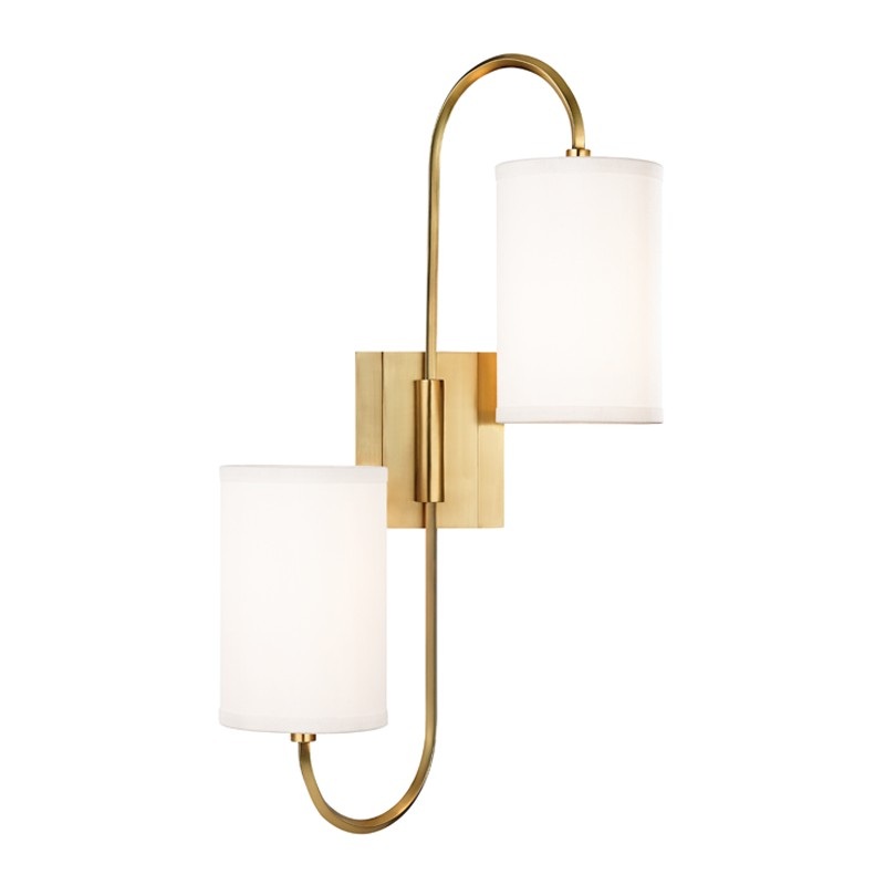 Hudson Valley 9100-AGB Junius Two Light Wall Sconce, Aged Brass