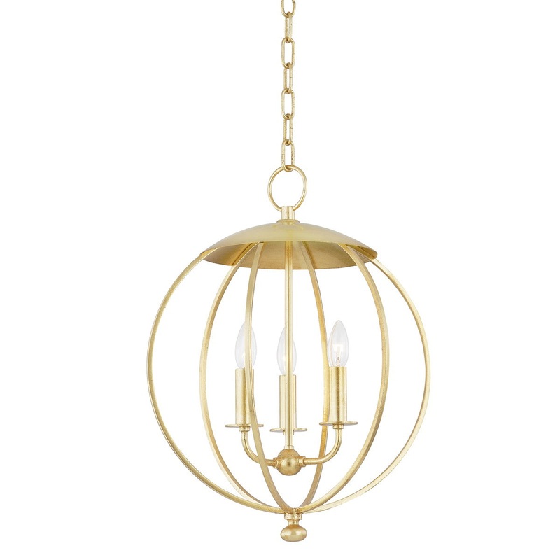 Hudson Valley 9117-GL Wesley Three Light Pendant, Gold Leaf (Discontinued)