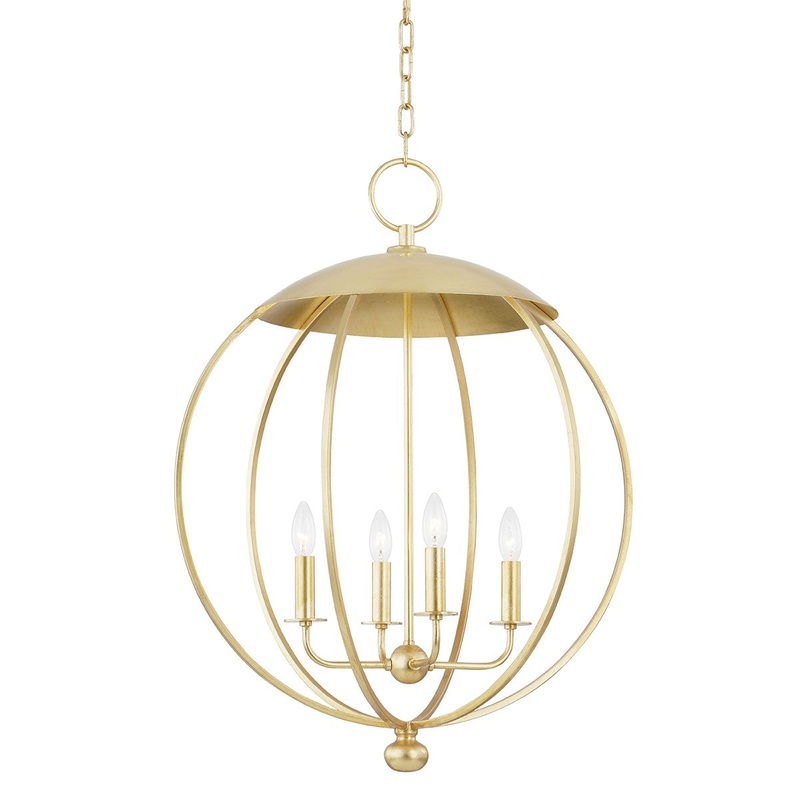 Hudson Valley 9124-GL Wesley Four Light Pendant, Gold Leaf (Discontinued)