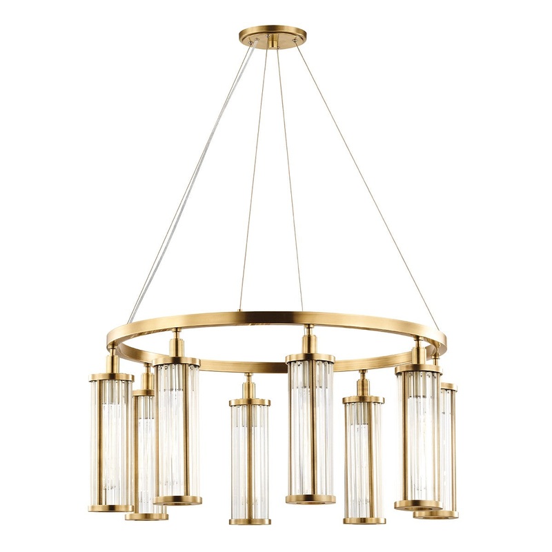 Hudson Valley 9130-AGB Marley Eight Light Pendant, Aged Brass