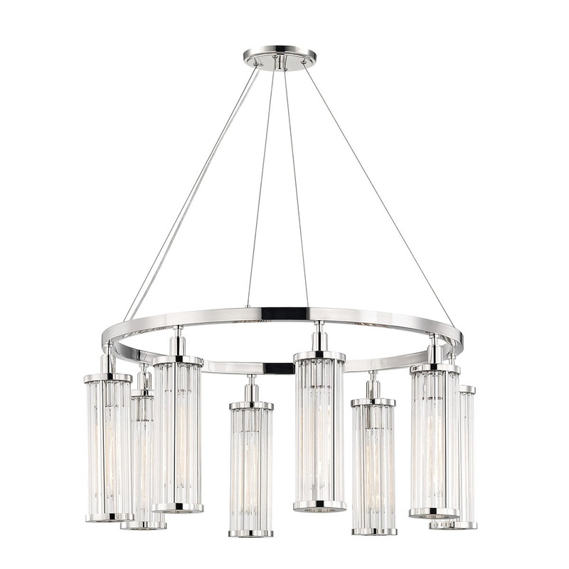Hudson Valley 9130-PN Marley Eight Light Pendant, Polished Nickel
