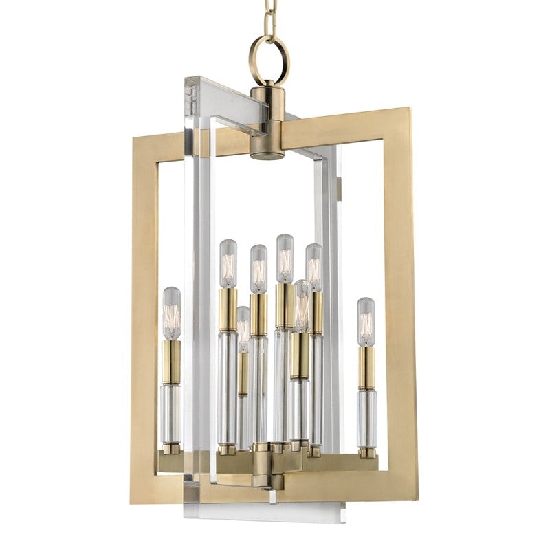 Hudson Valley 9317-AGB Wellington Eight Light Pendant, Aged Brass