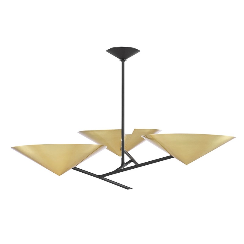 Hudson Valley 9740-AGB/BK Equilibrium Three Light Chandelier, Aged Brass/Black