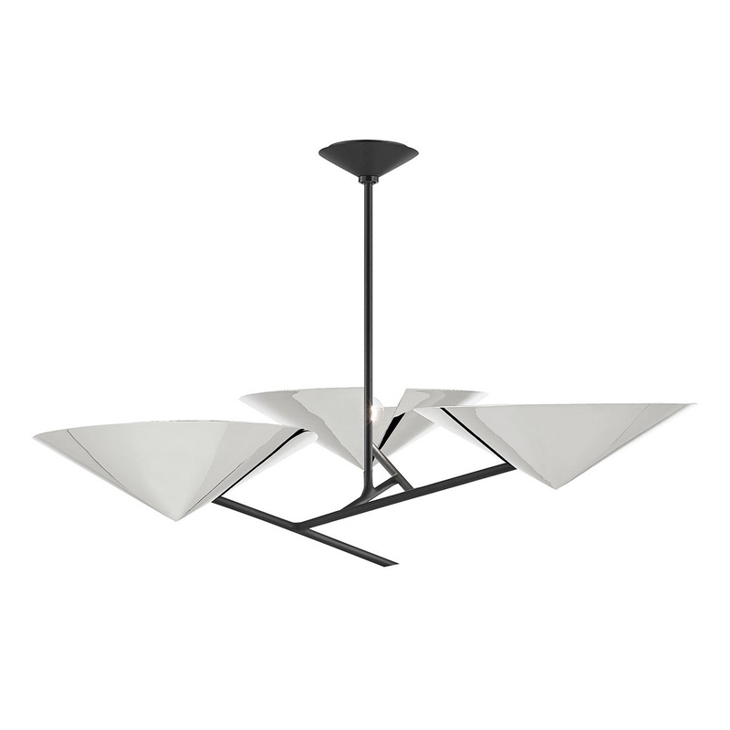Hudson Valley 9740-PN/BK Equilibrium Three Light Chandelier, Polished Nickel/Black