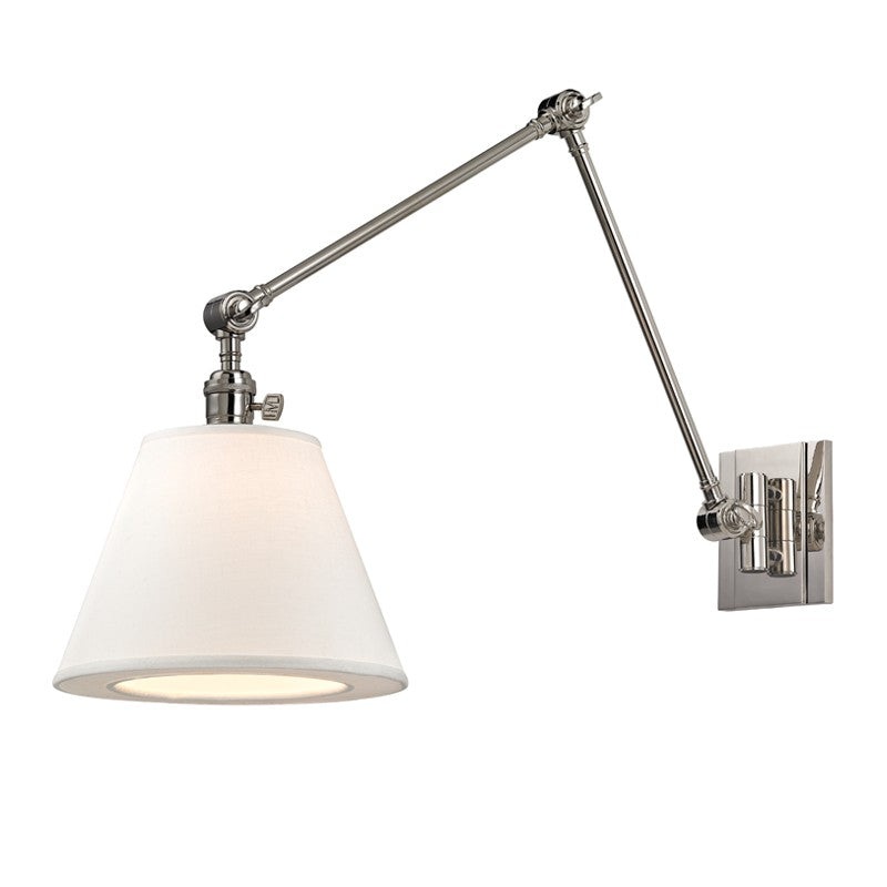 Hudson Valley 6234-PN Hillsdale One Light Swing Arm Wall Sconce, Polished Nickel