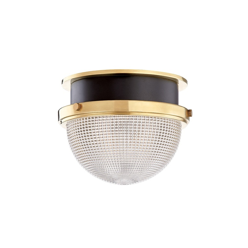 Hudson Valley 6909-AGB/BK Lucien One Light Flush Mount, Aged Brass/Black (Discontinued)