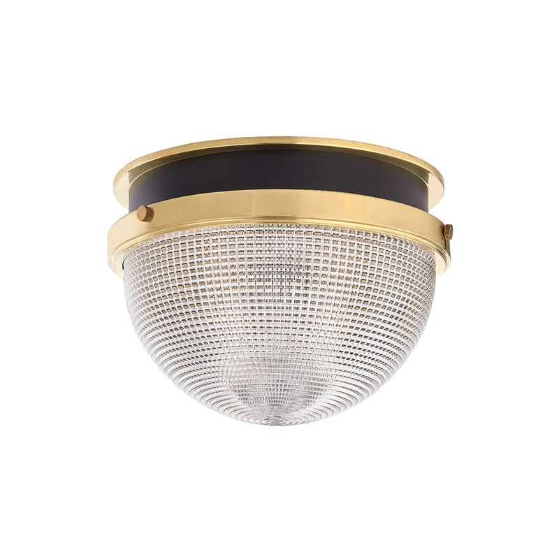 Hudson Valley 6914-AGB/BK Lucien One Light Flush Mount, Aged Brass/Black (Discontinued)