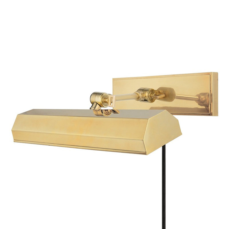Hudson Valley 7016-AGB Woodbury Two Light Picture Light With Plug, Aged Brass